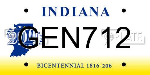 GEN712 Indiana License Plate