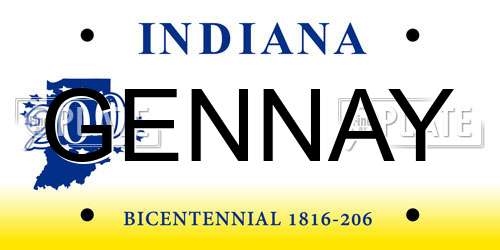 GENNAY Indiana License Plate