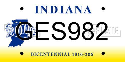 GES982 Indiana License Plate