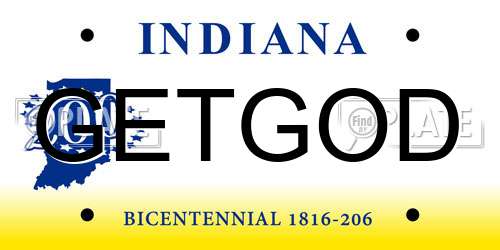GETGOD Indiana License Plate