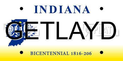 GETLAYD Indiana License Plate
