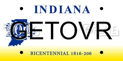GETOVR Indiana License Plate