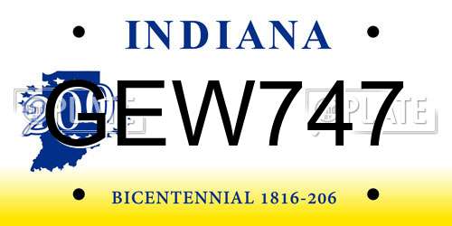 GEW747 Indiana License Plate