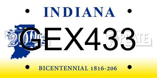 GEX433 Indiana License Plate