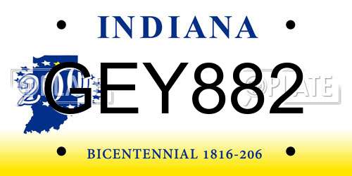 GEY882 Indiana License Plate