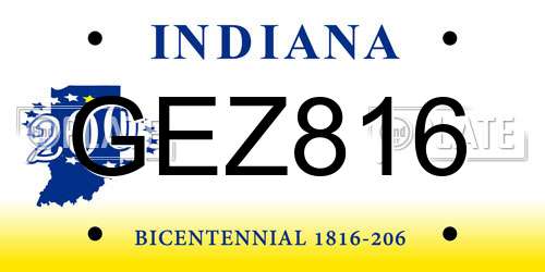 GEZ816 Indiana License Plate