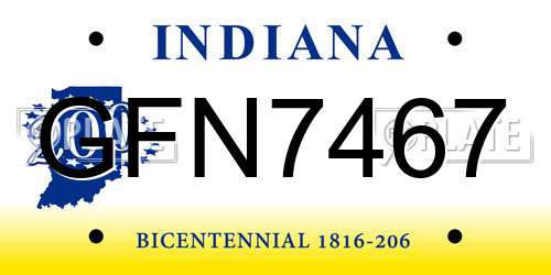 GFN7467 Indiana License Plate