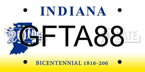 GFTA88 Indiana License Plate