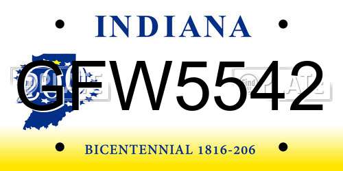 GFW5542 Indiana License Plate