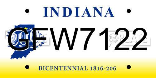 GFW7122 Indiana License Plate
