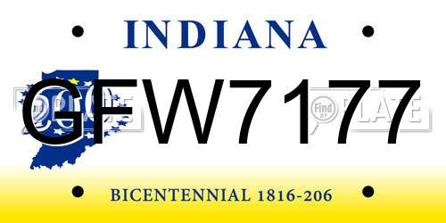 GFW7177 Indiana License Plate