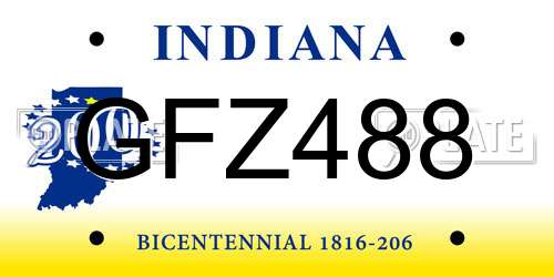 GFZ488 Indiana License Plate