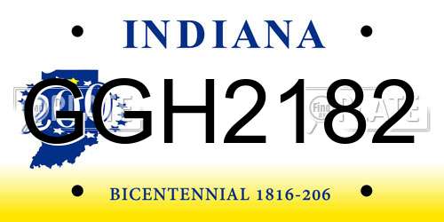 GGH2182 Indiana License Plate