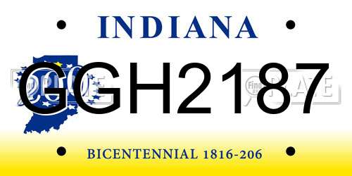 GGH2187 Indiana License Plate