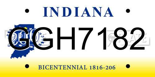 GGH7182 Indiana License Plate