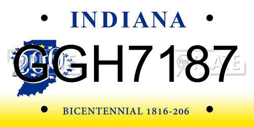 GGH7187 Indiana License Plate