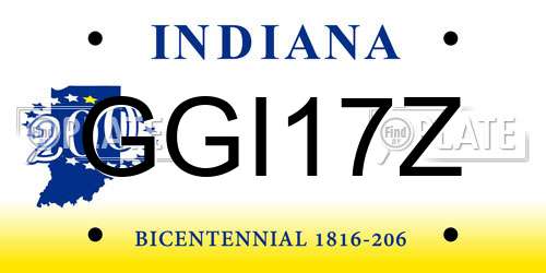 GGI17Z Indiana License Plate