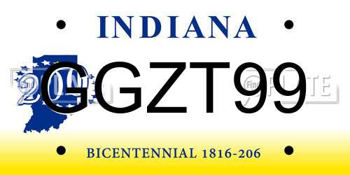 GGZT99 Indiana License Plate