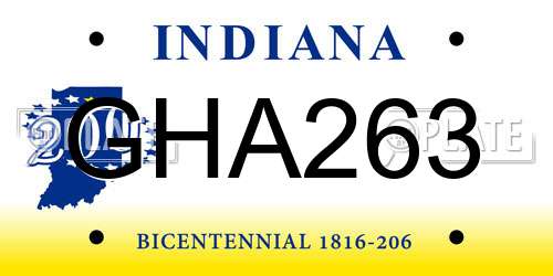 GHA263 Indiana License Plate
