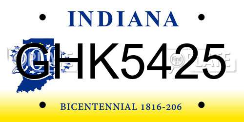 GHK5425 Indiana License Plate
