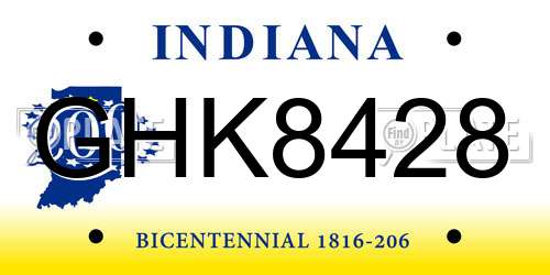 GHK8428 Indiana License Plate