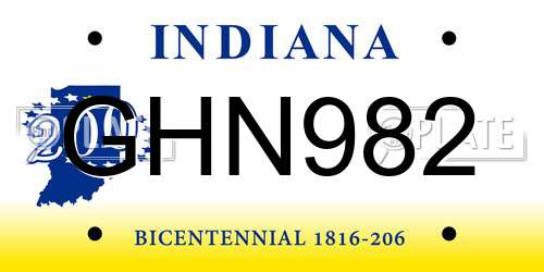 GHN982 Indiana License Plate