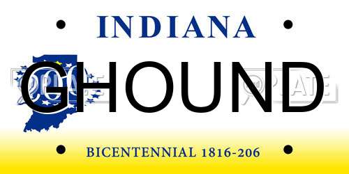 GHOUND Indiana License Plate
