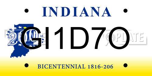 GI1D7O Indiana License Plate