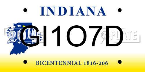 GI1O7D Indiana License Plate