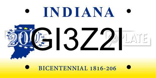 GI3Z2I Indiana License Plate