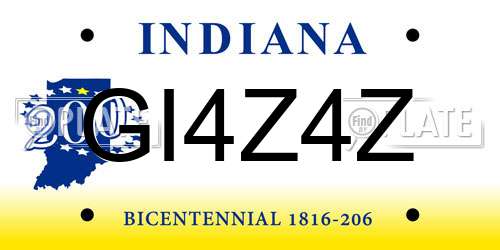GI4Z4Z Indiana License Plate