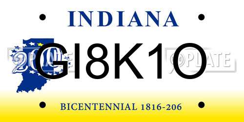 GI8K1O Indiana License Plate