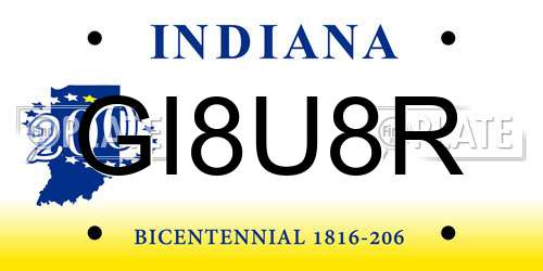 GI8U8R Indiana License Plate