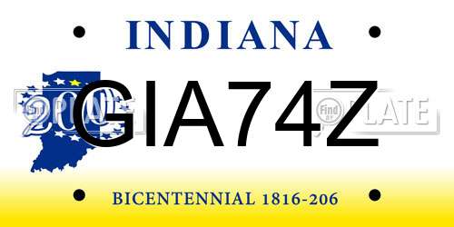 GIA74Z Indiana License Plate
