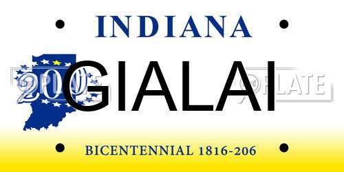 GIALAI Indiana License Plate