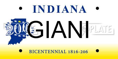 GIANI Indiana License Plate