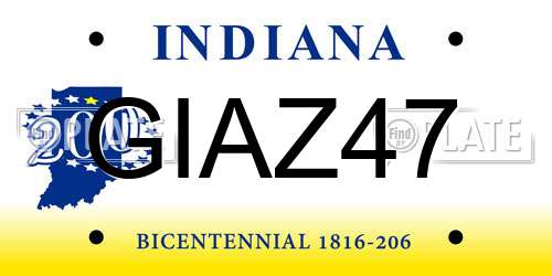GIAZ47 Indiana License Plate