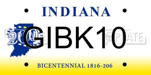 GIBK10 Indiana License Plate