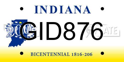 GID876 Indiana License Plate