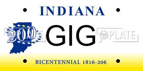 GIG Indiana License Plate