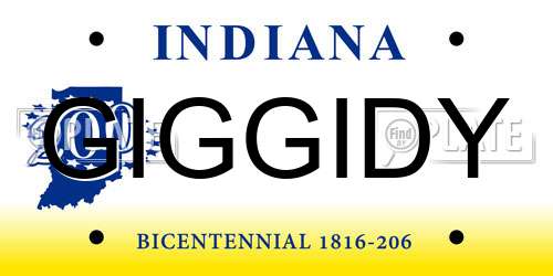 GIGGIDY Indiana License Plate
