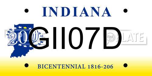 GII07D Indiana License Plate