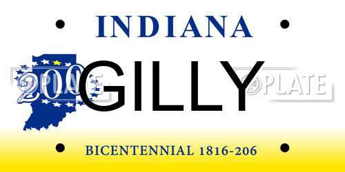 GILLY Indiana License Plate