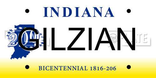 GILZIAN Indiana License Plate