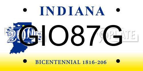 GIO87G Indiana License Plate