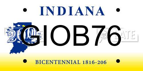 GIOB76 Indiana License Plate