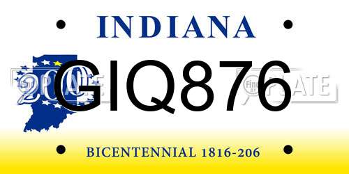 GIQ876 Indiana License Plate