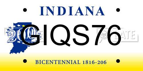 GIQS76 Indiana License Plate