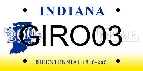 GIRO03 Indiana License Plate
