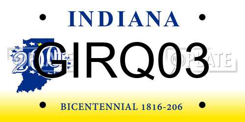 GIRQ03 Indiana License Plate